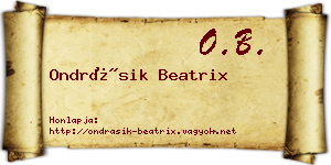 Ondrásik Beatrix névjegykártya